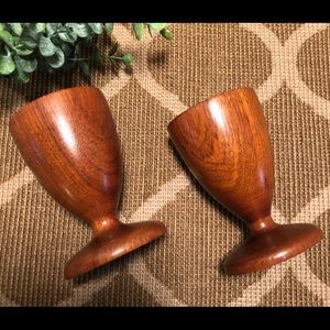 Vintage Burma teak candle holders